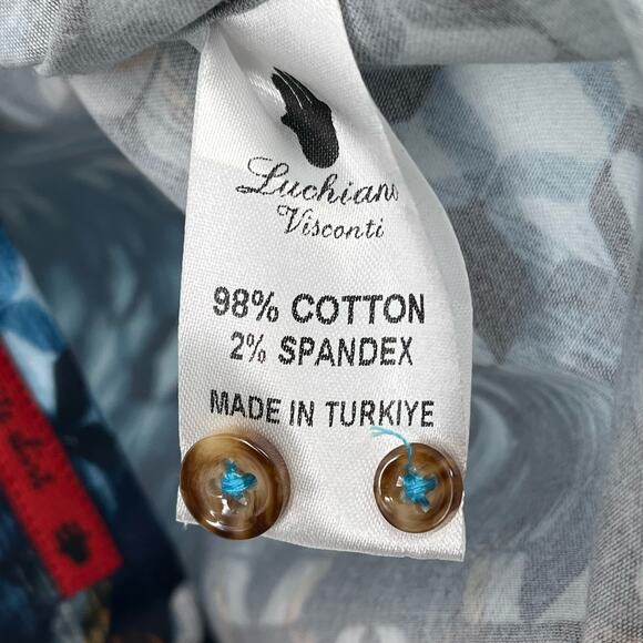 Luchiano Visconti Black Geometric Button Front Dress Shirt Sz Medium Black Blue - Picture 7 of 7